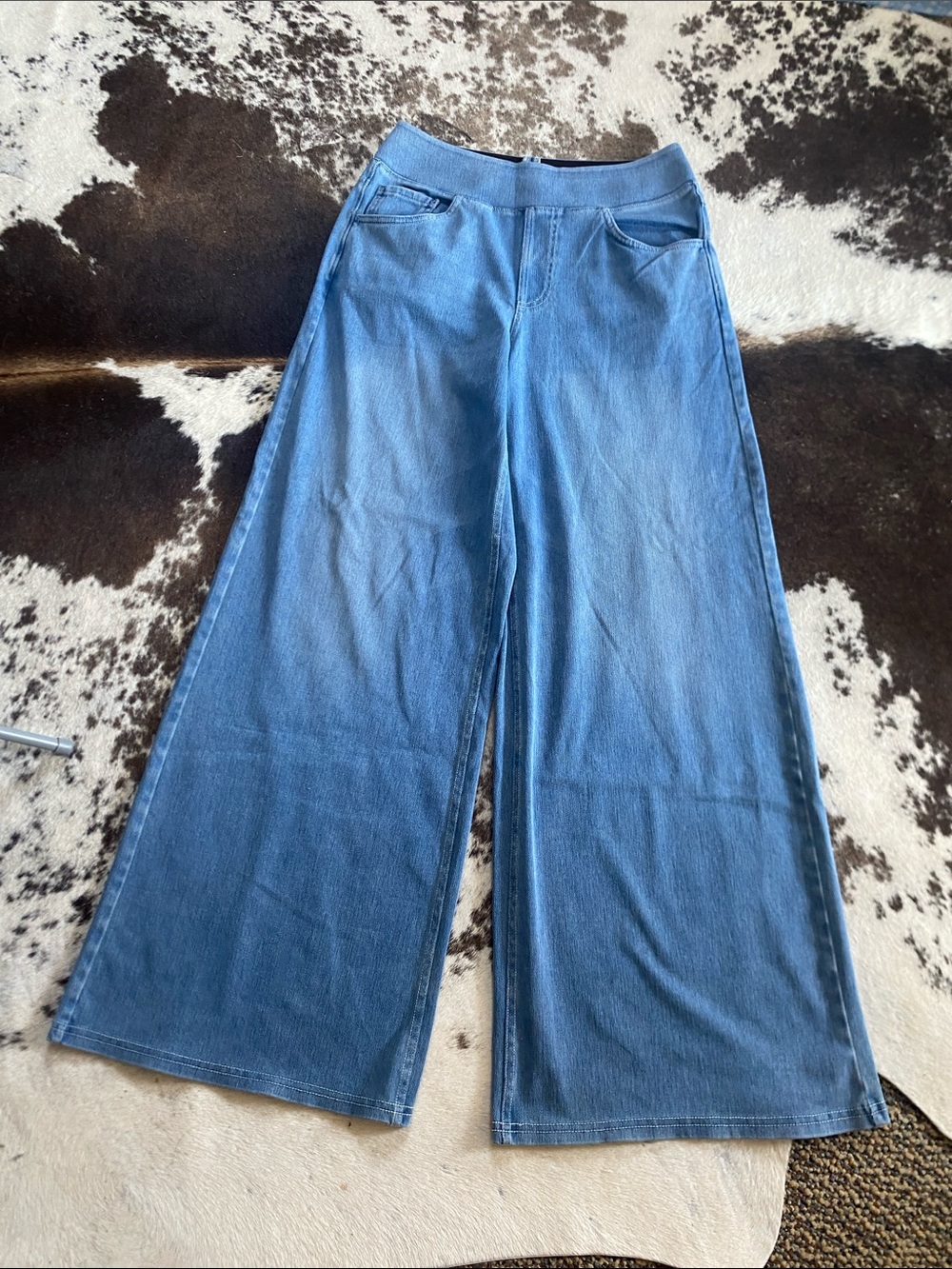 HALARA Denim-Look Wide Leg High Rise Jeans - Blue